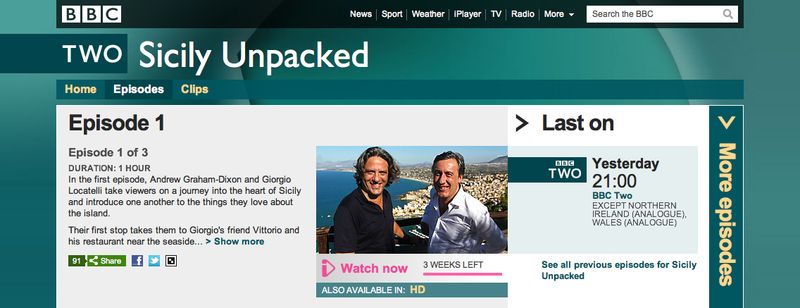 BBC Two - Sicily Unpacked, Episode 1