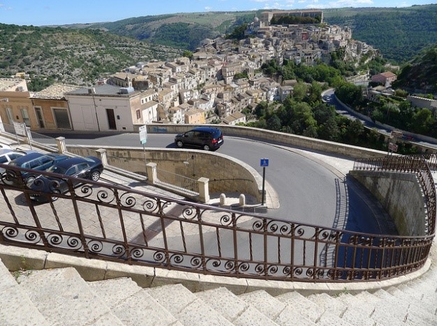 View of Ragusa coastal town visit while staying at Essential Italy’s holiday apartments in Sicily