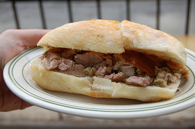 Porchetto panino, one of the authentic foods you can try on your Abruzzo holidays