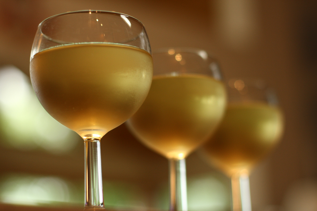 chilled glasses of Italian white wine from Umbria