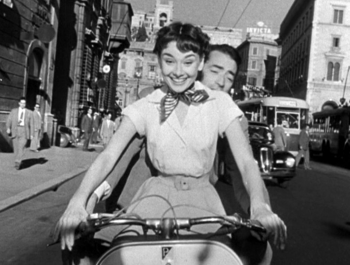 Audrey Hepburn and Gregory Peck in Roman Holiday. 