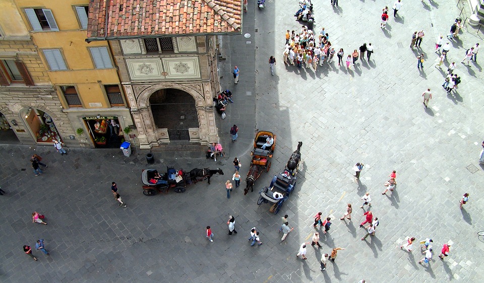 An aerial view of a street in Florence