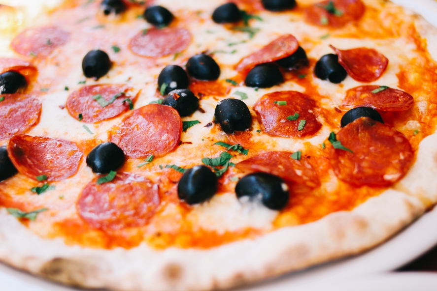 traditional Italian pizza topped with olives