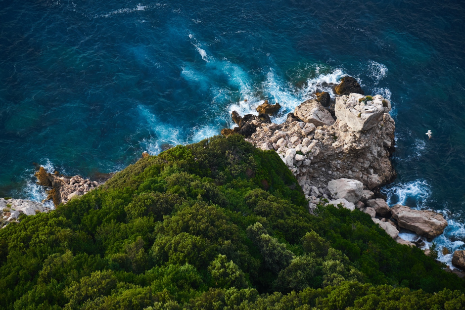 Steep coastal cliff in Puglia. 