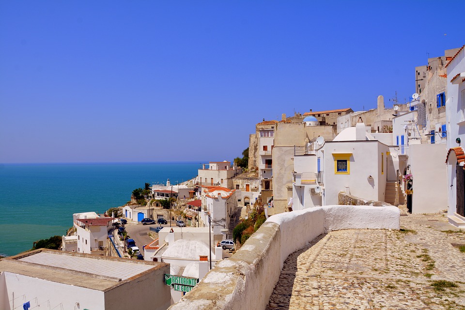 Houses on the coast of Peschici in Puglia