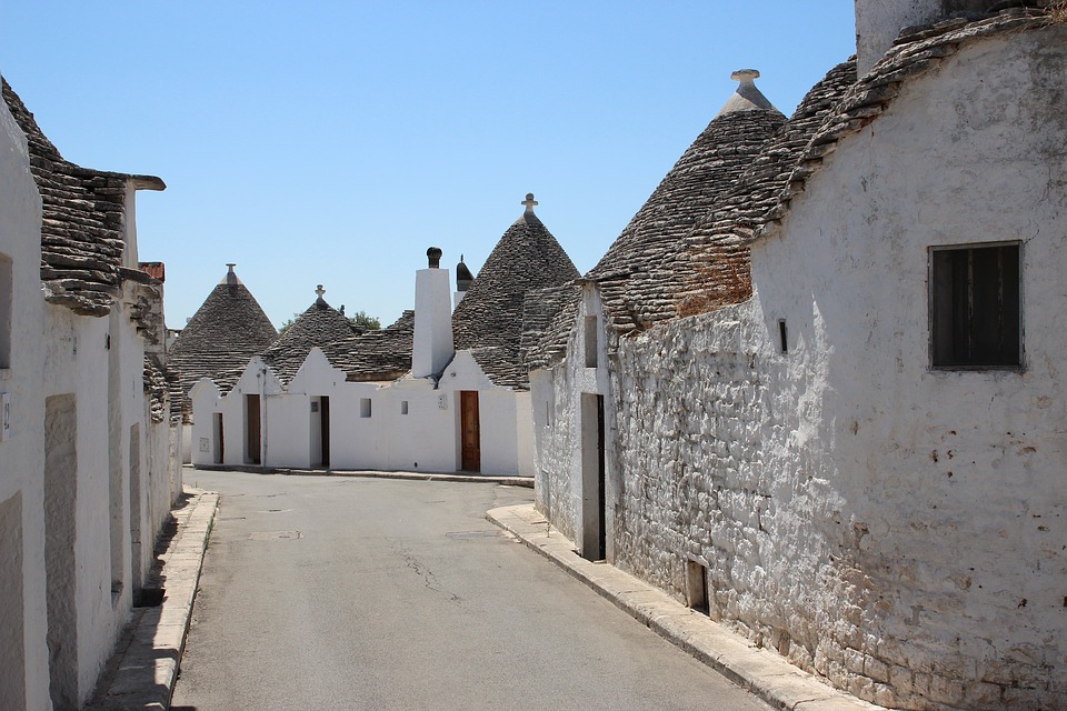 A street with trulli in Alberobello, Puglia