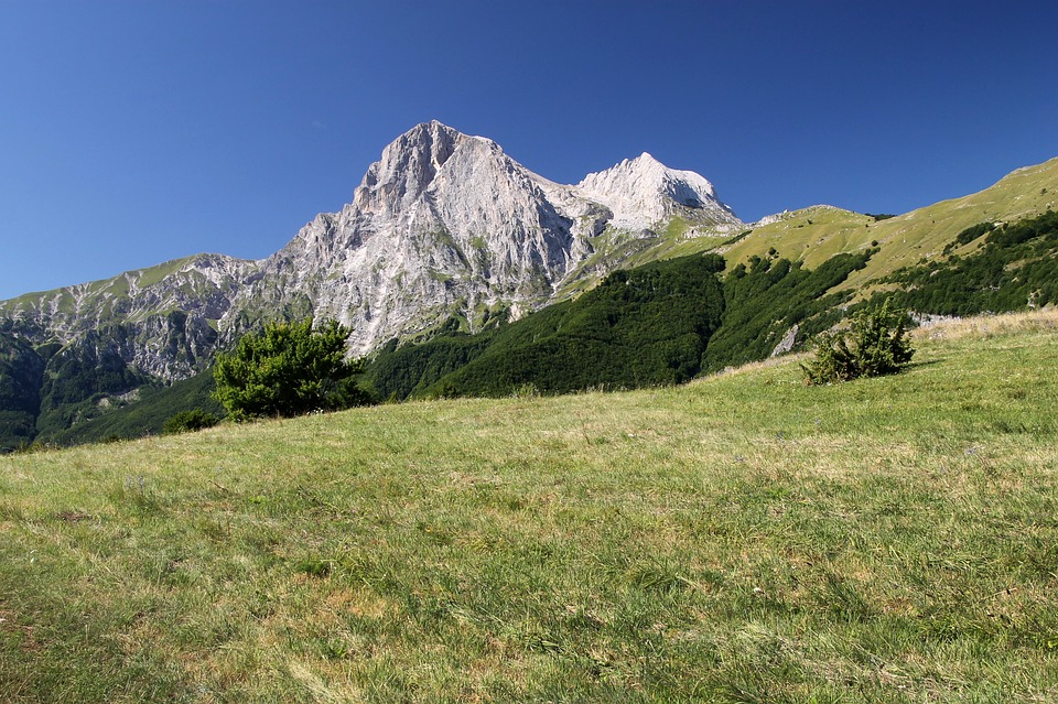 Mountains and plains in the Gran Sasso National Park in Abruzzo