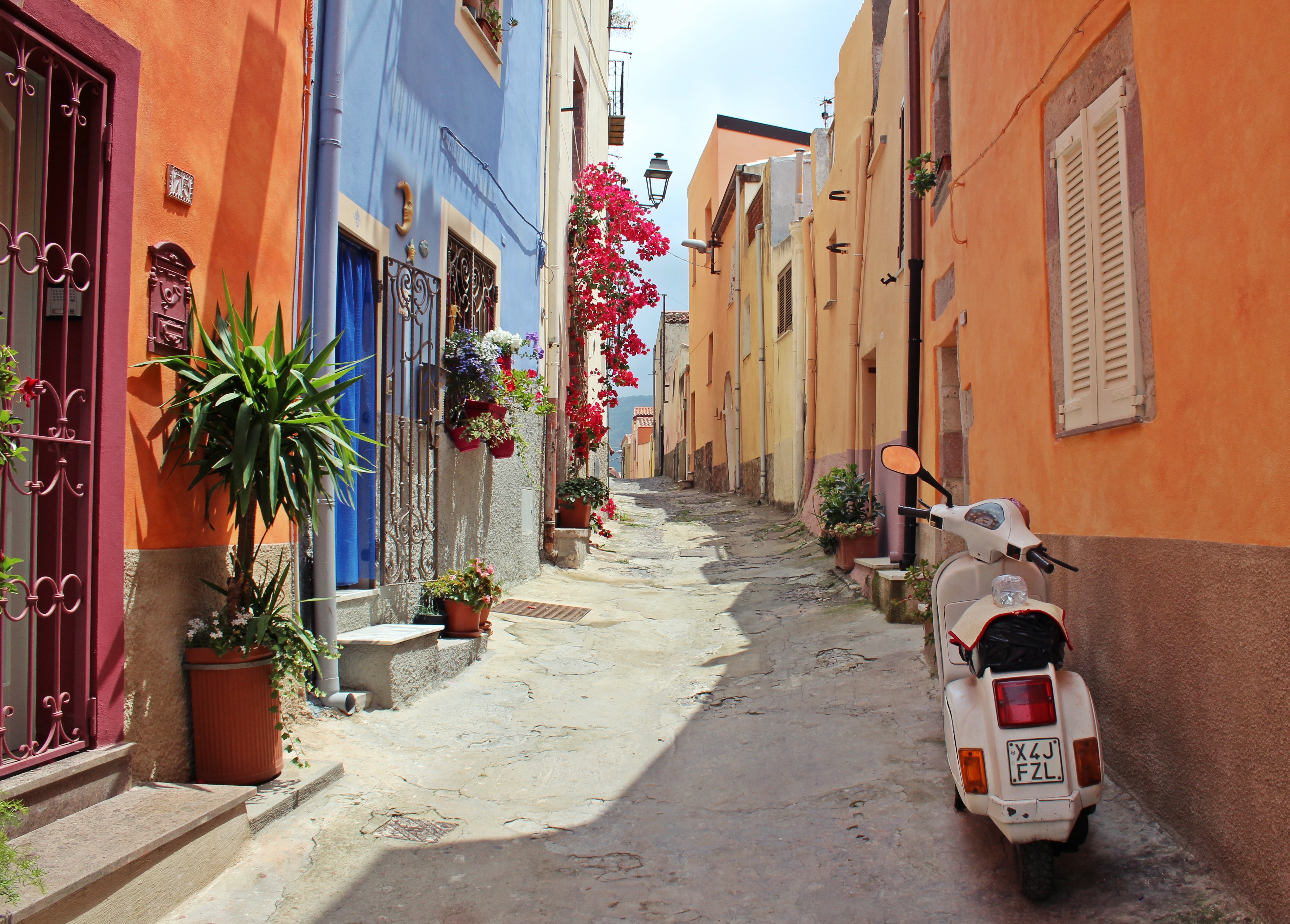 A quiet colourful street in Italy 
