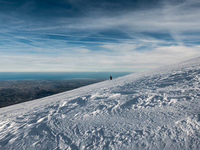 Ski slopes on a mountain in Abruzzo. 