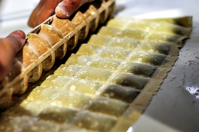 Italian makes fresh ravioli. 