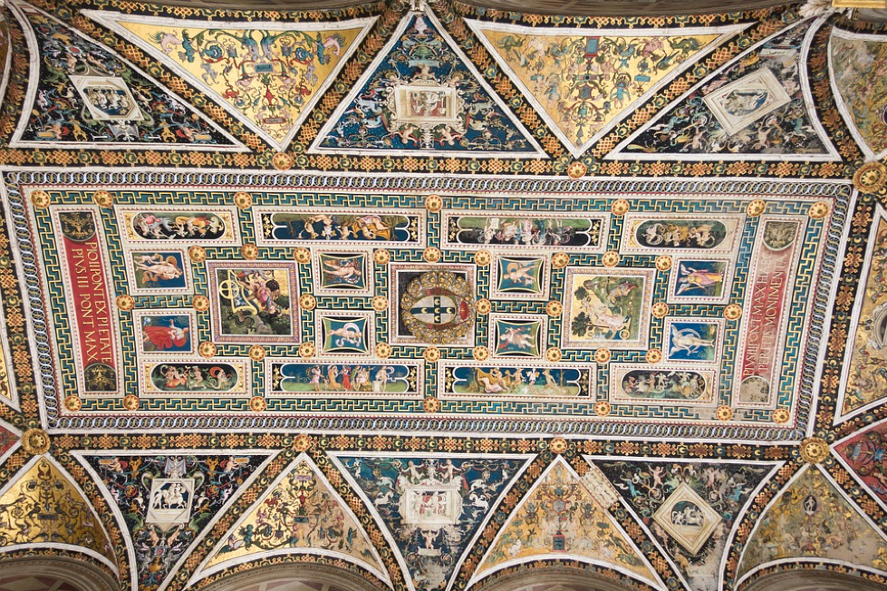 A painting from the Piccolomini Library in Siena, Italy