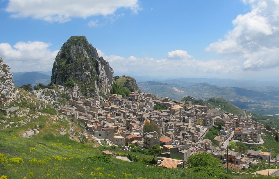 The hilltop town of Caltabellotta in Sicily