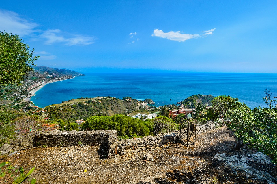 The coast of Taormina during summer