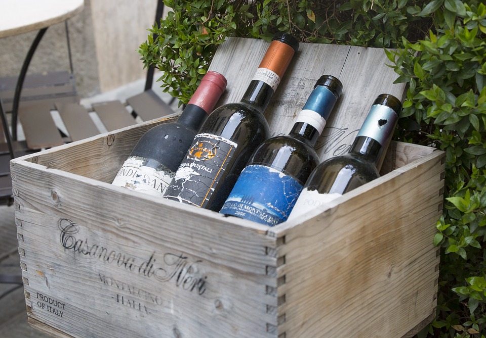 A selection of old Tuscan wine bottles