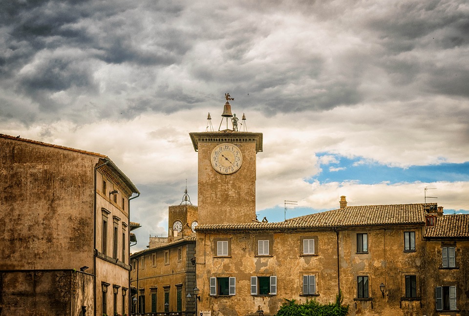 A clock tower in the city of Orvieto, Umbria