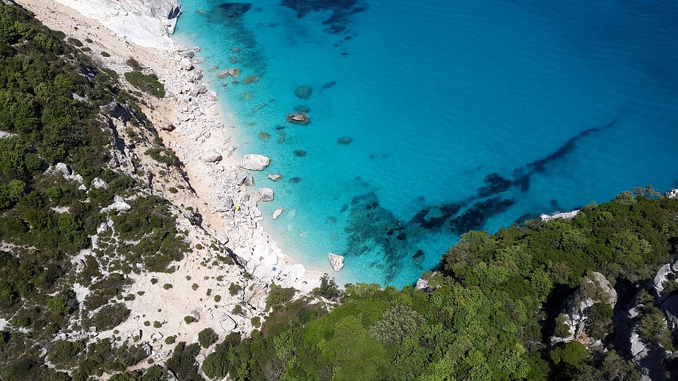 Birds eye view of a beach in Sardinia 