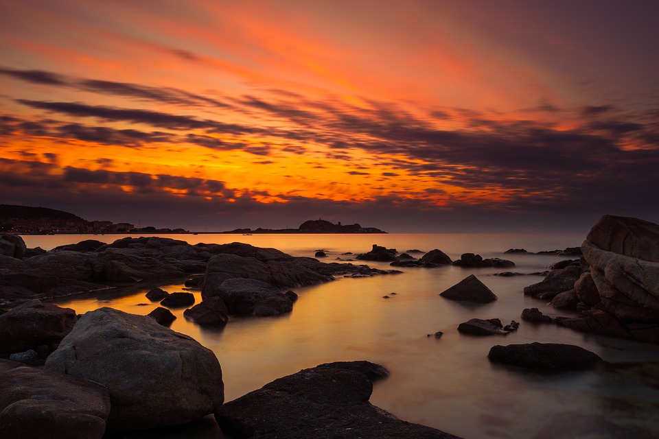 Sunset at a beach in Sardinia 