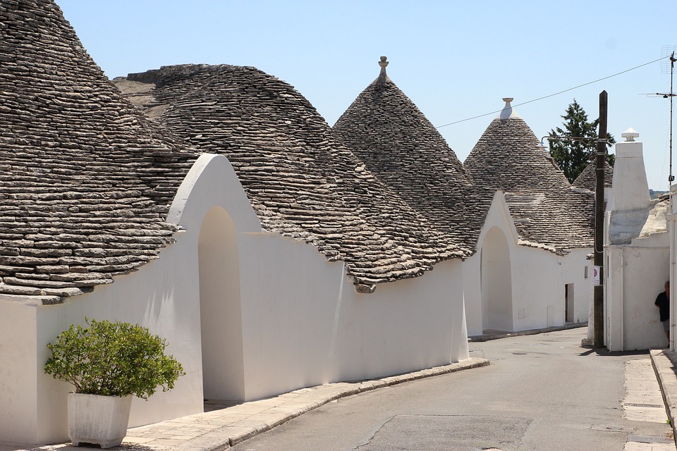 Historic trulli accommodation houses in Puglia, Italy