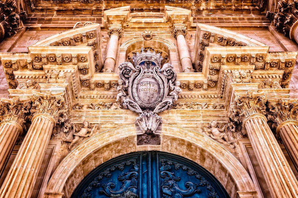 Architectural detail on a church in Sicily, Italy