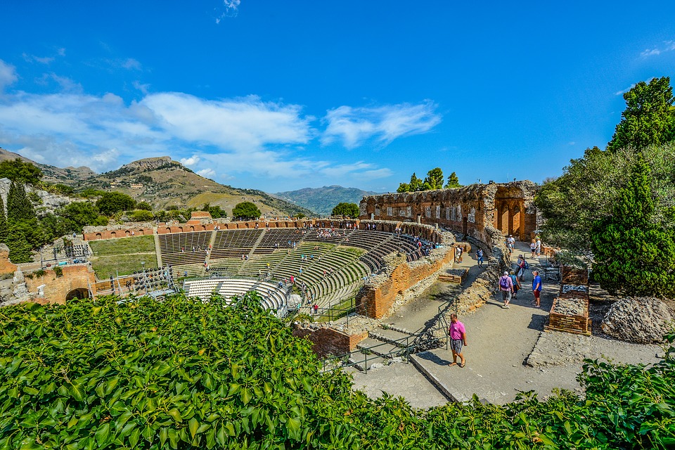 A historical outdoor theatre in Taormina, Sicily