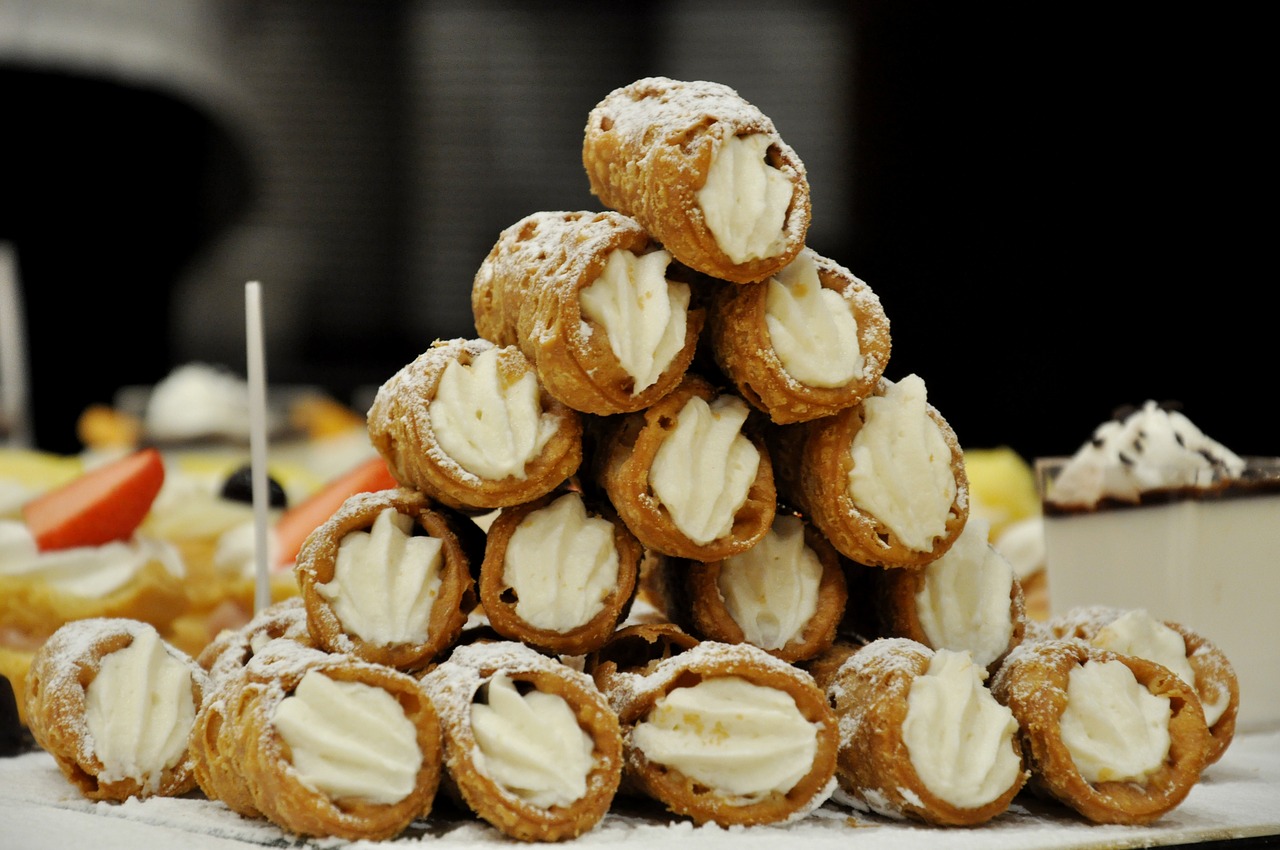 A stack of Sicilian Cannoli.