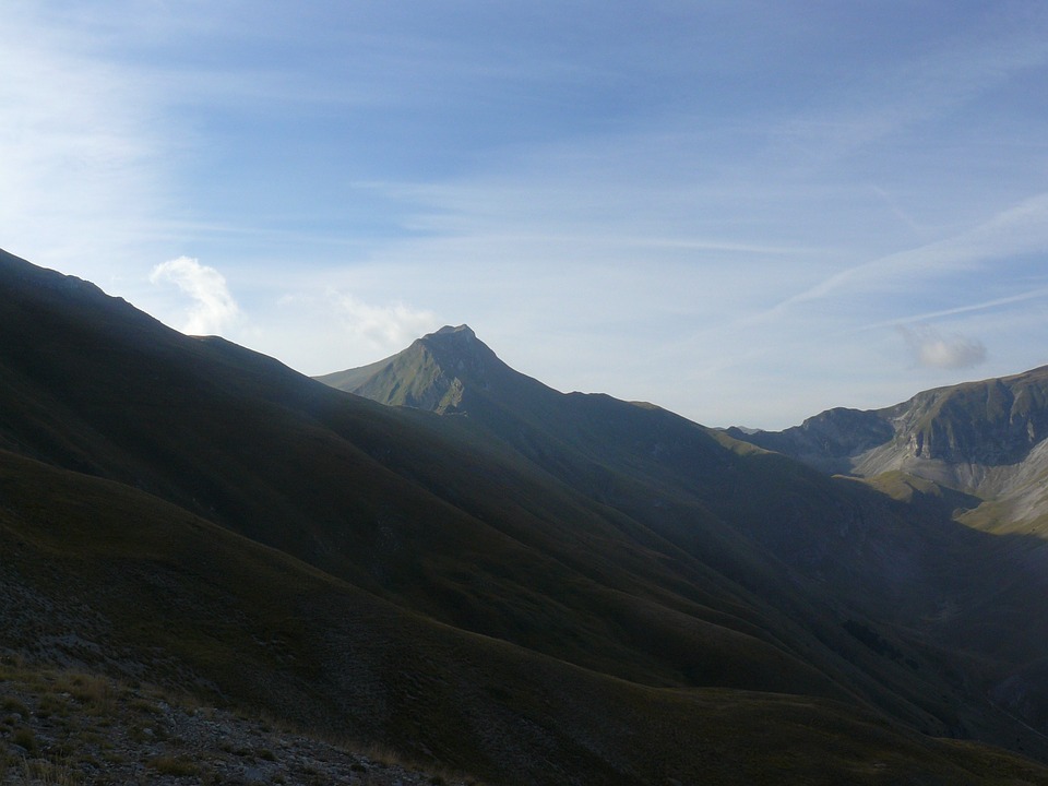 Mountains with shadows in the Monti Sibillini National Park in Umbria