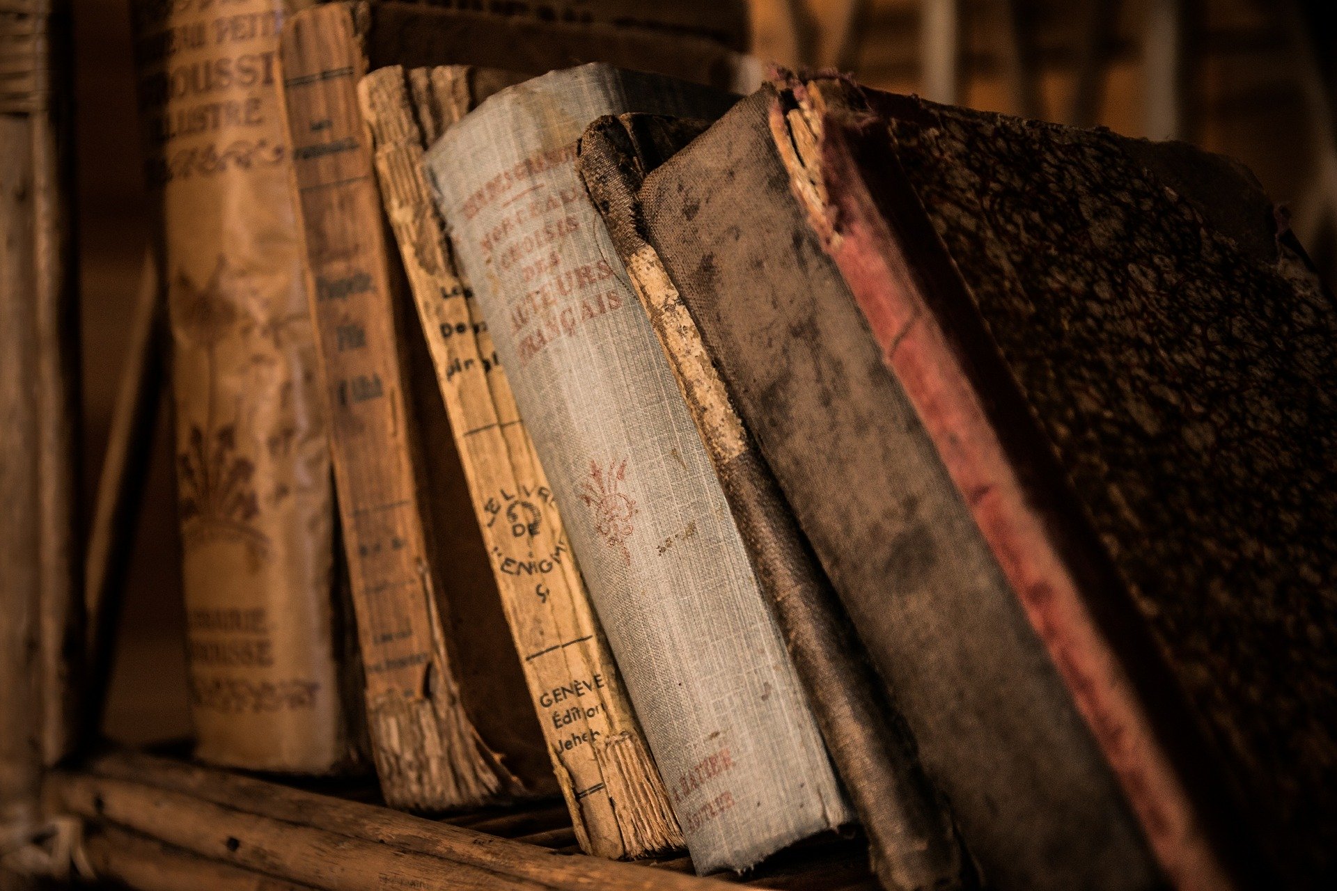 A shelf of old books